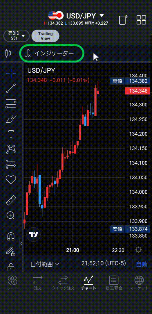 テクニカル指標（インジケーター）を追加する