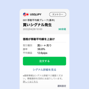 売買シグナル通知